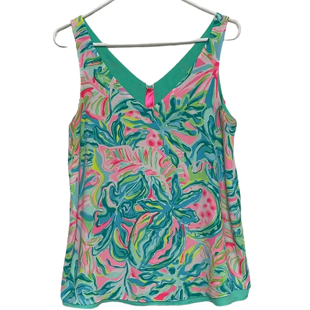 Women’s Lilly Pulitzer Florin Sleeveless V-neck Reversible Tank Top Size Small - Picture 1 of 10
